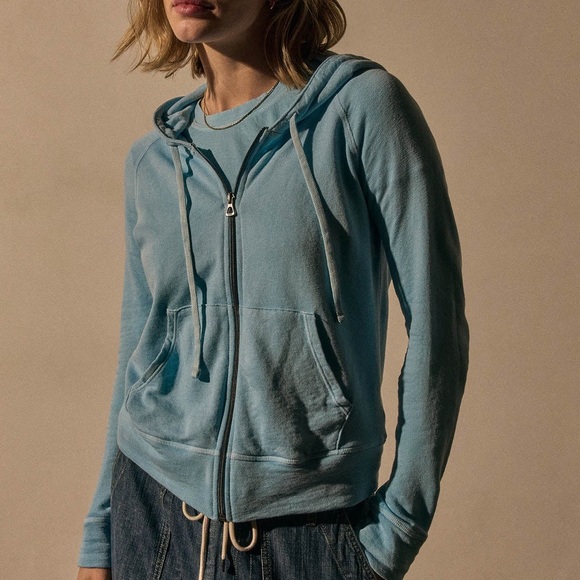 James Perse Light Blue Zip-Up Hoodie - Picture 1 of 8
